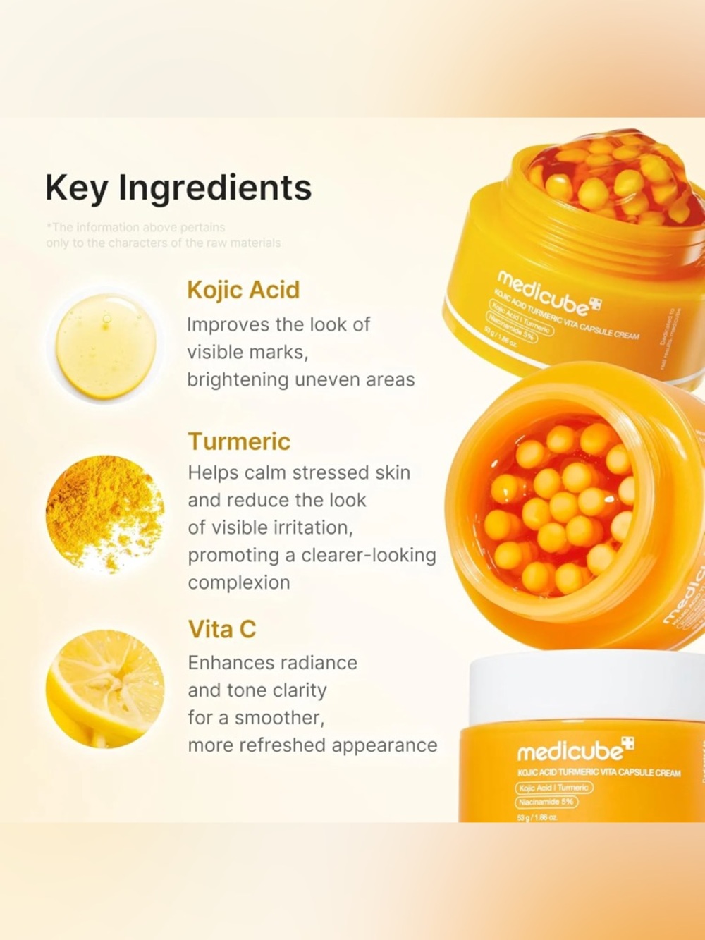 Medicube Kojic Acid Turmeric Vita Capsule Cream 53g ๐ Brightening w/Niacinamide - Picture 4 of 5
